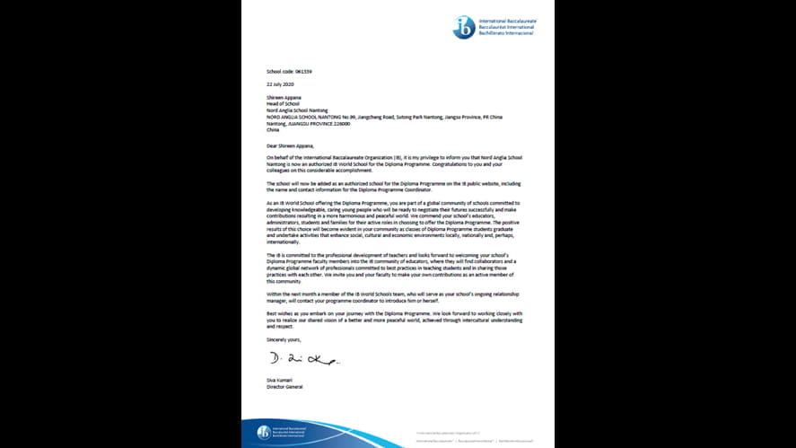 【喜讯】我校通过国际文凭组织授权,成为IB世界学校 - Happy News Our school is authorized by the International Baccalaureate Organization as an IB World